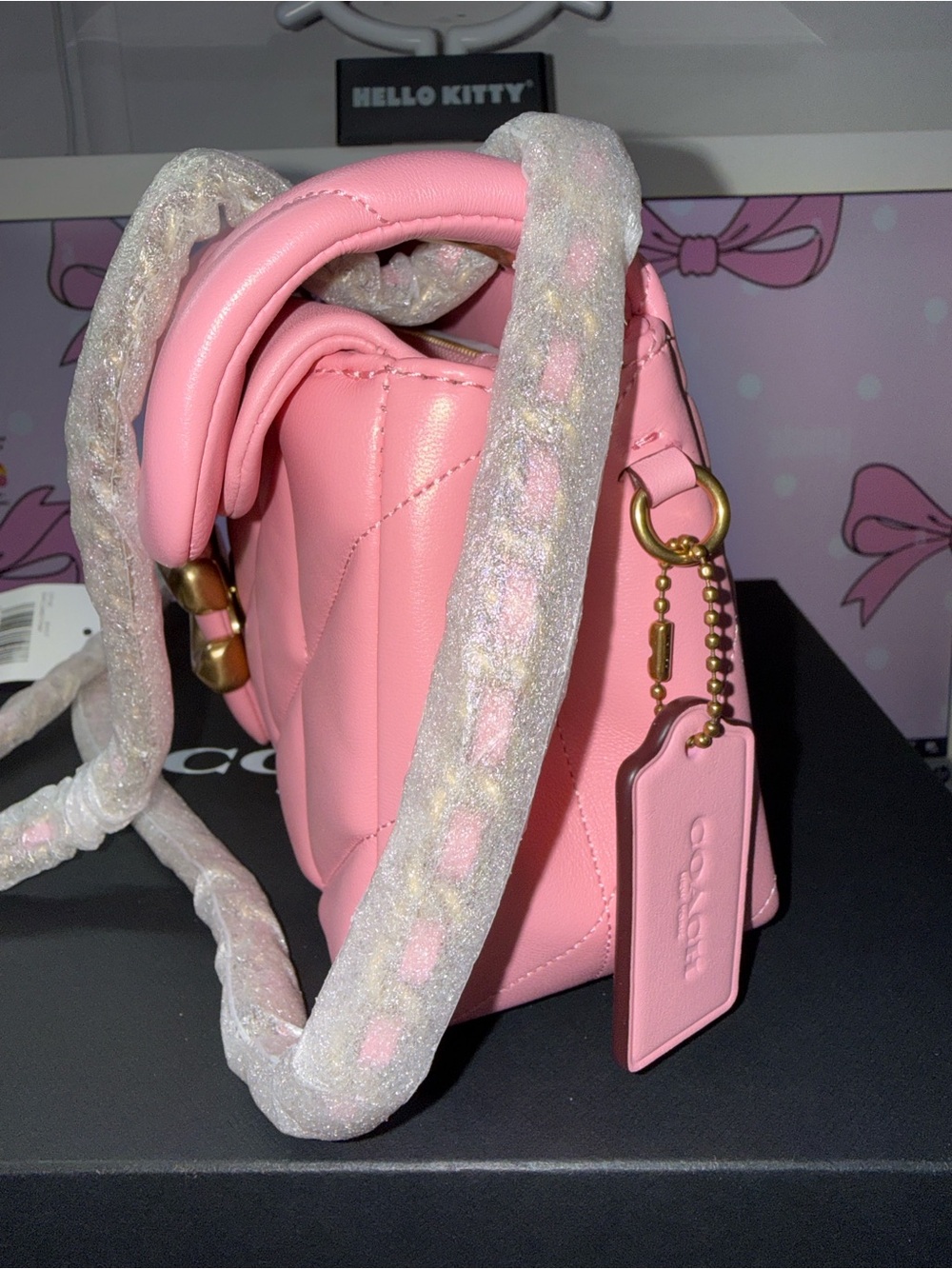 NWT COACH CP150  Brass/Flower Pink Tabby Shoulder Bag 26 With Pillow Quilting - Picture 7 of 15